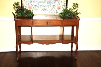 Vintage Console Table With Integrated Planter Stands