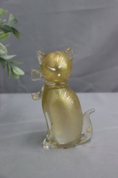 Vintage Salviati Murano Gold Dusted Glass Cat