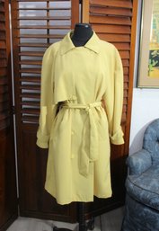 Vintage Sunshine Yellow Double-Breasted Trench Coat, Size Medium