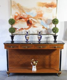 Elegant Marble-Topped Console With Four Drawers