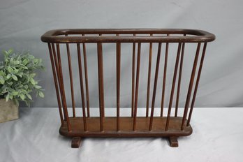 Vintage Wooden Spindle Oval Magazine Rack