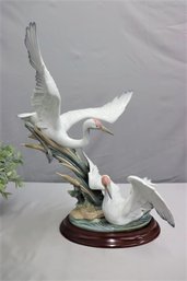 Vintage  Large Lladro Porcelain Figurine #1456, 'Cranes,'