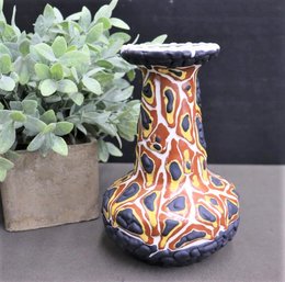 MCM Hungarian Fat Lava Long Neck Bud Vase, Kiraly Stamp On Bottom