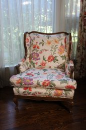 Wing Back Floral Upholstered Arm Chair