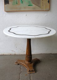 Marble Top Pedestal Table With Gilt Accents