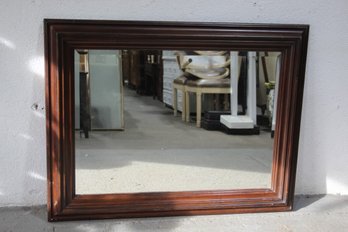 Beveled Glass Wall Mirror In Dark Wood Finish Frame