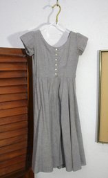 Alyssa Scitt Classic Gray Linen Midi Dress, Petite Size S