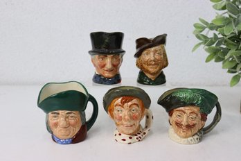 # B- Group Lot Of 5 Assorted Vintage Royal Doulton Toby Jugs