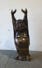 Vintage Standing Laughing Raised Arms Buddha Statue