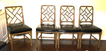 Group Lot Of Four (4) Faux Bamboo Chairs