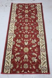 Deep Red  Runner With Floral Vines And Selvedge Edge - Size-56'x 26'