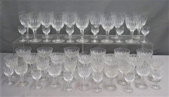 Large Group Lot Of Cut Glass Stemware - 40 Pieces - Wine Glasses, Cordial, Coupes