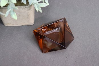 Mid-Century Modernist Maple Amber Art Glass Ashtray