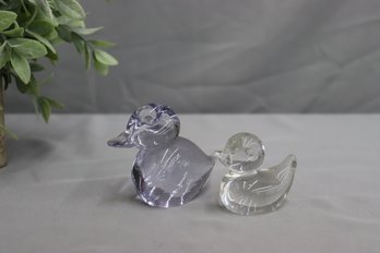 Duck And Duckling Glass Figurines Set