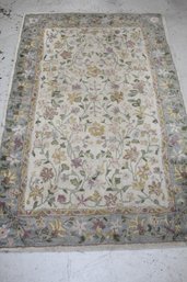 All Wool Hand Tufted KAS Collection Rug  Ivy/Blue Floral Sona 3046 - Size-3'6' X 5'6'