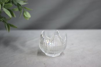 Vintage Clear Iridescent Glass Votive  Candy Dish.