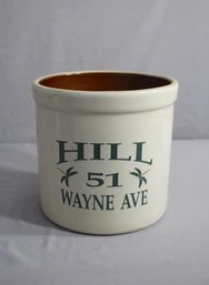 Vintage 2 Gallon Crock.  Hill 51 Wayne Ave.