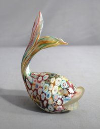 Art Glass Millefiori Fish/Dolphin Murano Paperweight