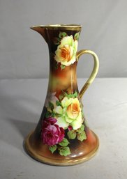 Exquisite Hand-Painted Nippon Floral Porcelain Ewer