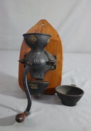 Vintage Cast Iron Coffee Grinder. Wall Mounted, Hand Painted