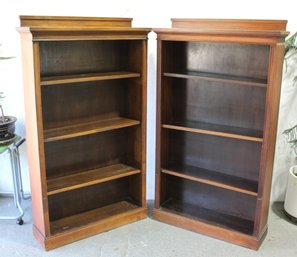 Pair Of Vintage Wooden Bookshelves  Elegant And Sturdy Storage Solution