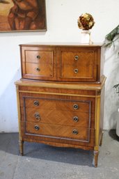 Vintage Wooden Chest Of Drawers With Brass Accents