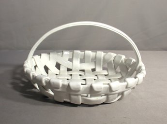 Italian White Ceramic Woven Basket