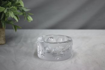 Small Art Deco Crystal Ashtray, Frosted Finish