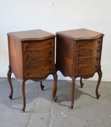 Pair Of Vintage 5-Drawer French Provincial Nightstands