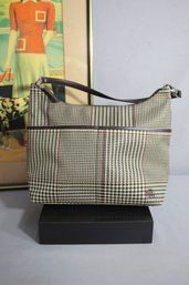 Vintage Ralph Lauren Houndstooth Plaid Shoulder Bag, Classic Designer Purse