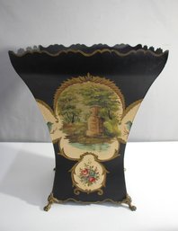 Large Hand Painted Toleware Planter Jardiniere