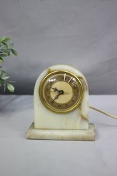 Vintage Whitehall-Hammond Synchronous Movement Electric Clock In White Alabaster Body