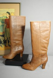 NEW-BCBGeneration Tall Leather Camel Heeled Boots-size 38/39
