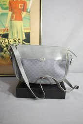GUCCI Vintage Gray Monogram Crossbody Bag With Authentic Wear