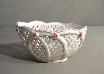 Hand-Painted Portuguese Ceramic Basket - 3.5' X 7'