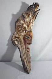 Andre Lafontant Signed Haitian Root Wood Face Carving