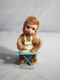 'Charming Vintage Wind-Up Ironing Monkey Toy From The 1950's-60's