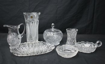 Group Lot Of Glass -RCR Vase ,Candy Decanter Bowl, Serving Bowl....