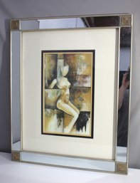 'Seated Nude' By Goldberger - Elegant Figurative Art In Mirror Frame