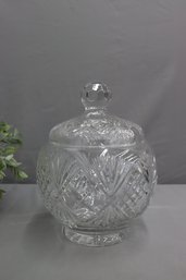 Cut Glass Crystal Covered Globe Jar With Ball Finial