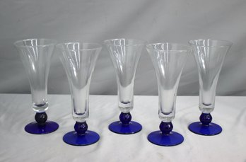 5 Vintage Wine Glassware Cobalt Blue Glasses