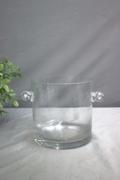 TIFFANY & CO HEAVY BOTTOM CLEAR GLASS ICE BUCKET.