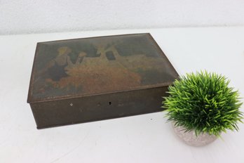 Vintage Art Deco Tin Document Box , Image Fading