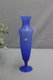 Vintage Almost Cobalt Murano-style Italian Glass Stacked Ball Stem Vase