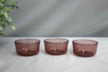 3pcs Pyrex Cranberry Color Bowls