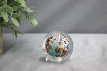 Chinese Reverse Painted Glass Paperweight Globe