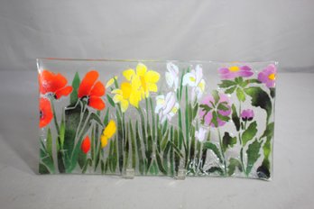 Wildflower Colorful Fused Glass Suncatcher Tray 16'x 8'