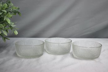 3  Vintage Crystal Ice Tree Bark Texture Bowls