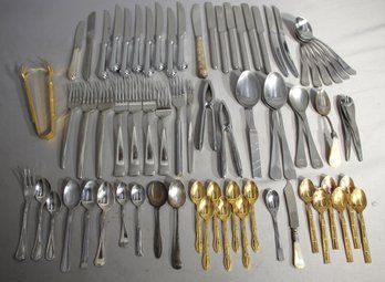 Mixed Lot Of Vintage And Modern Flatware - Assorted Knives, Forks, Spoons, And More