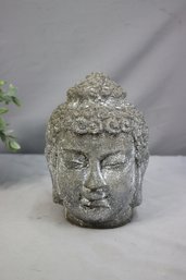 Weathered Cast Cement Buddha Head Garden Statue